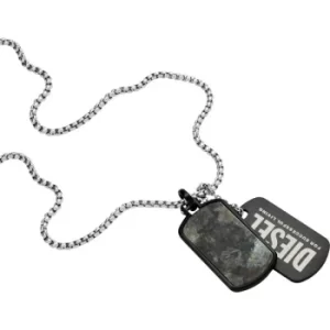 image of Diesel Labradorite and Stainless Steel Dog Tag Necklace