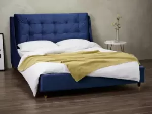 Image of LPD Sloane 4ft6 Double Blue Upholstered Fabric Bed Frame
