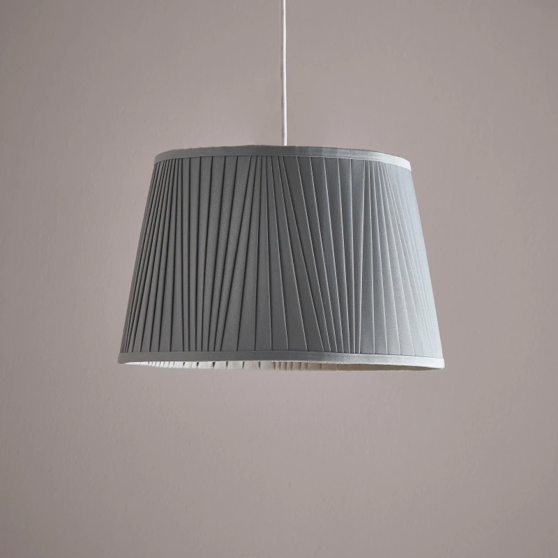 Image of K LIVING 12" Shantung Pleat Light Shade Ceiling Table Lampshade Grey Grey