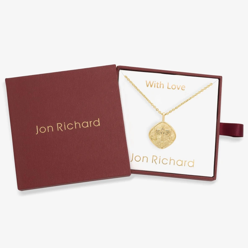 Image of Jon Richard Gold Plated Molten Horoscope Necklace - Libra Gold female One Size