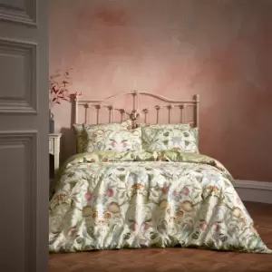 image of Liberty Traditional Floral Printed Piped Duvet Cover Set Stone / King