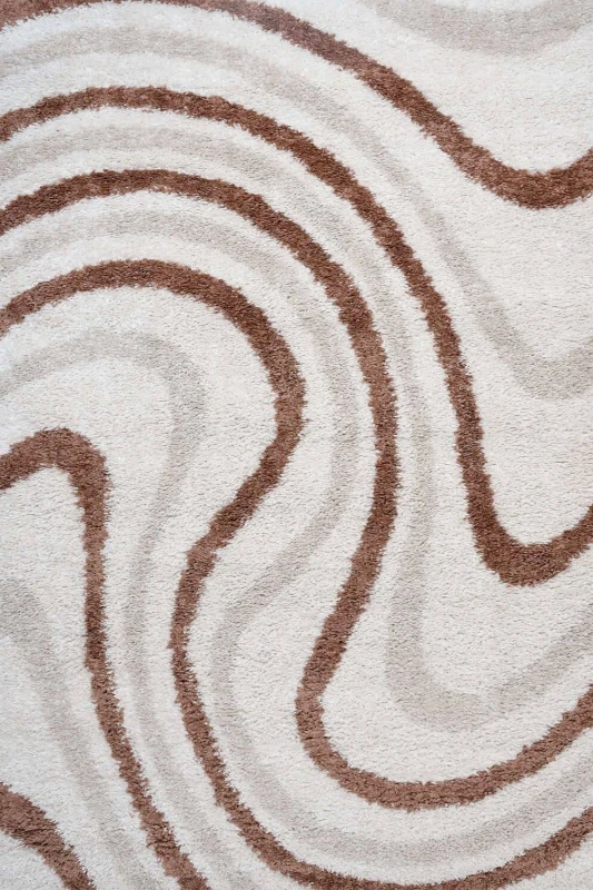Image of THE RUGS Moodi Wavy Design Shaggy Soft High Pile Living Room Rug & Runner in Terracotta Size: 80cm x 150cm Terracotta Unisex 80cm x 150 cm