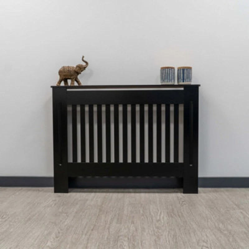 Image of Jack Stonehouse Black Vertical Slat Mdf Radiator Cover - Medium - 112Cm (W) X 81.5Cm (H) X 19Cm (D)