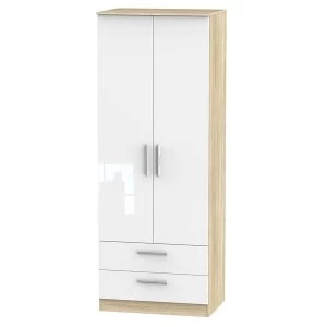 Image of Robert Dyas Goodland Ready Assembled Tall 2-Door Wardrobe with Drawers