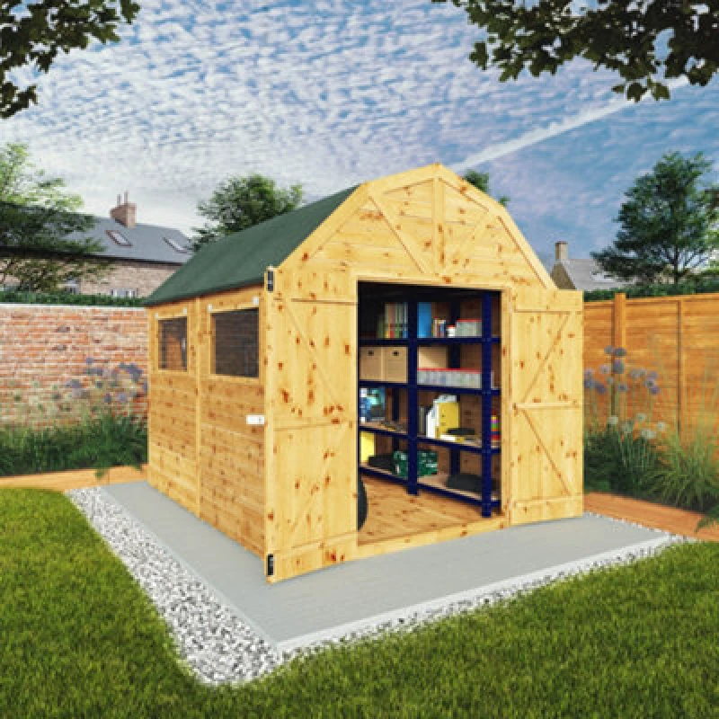 Image of Mercia Shiplap 10X8 Ft Barn Wooden 2 Door Shed With Floor