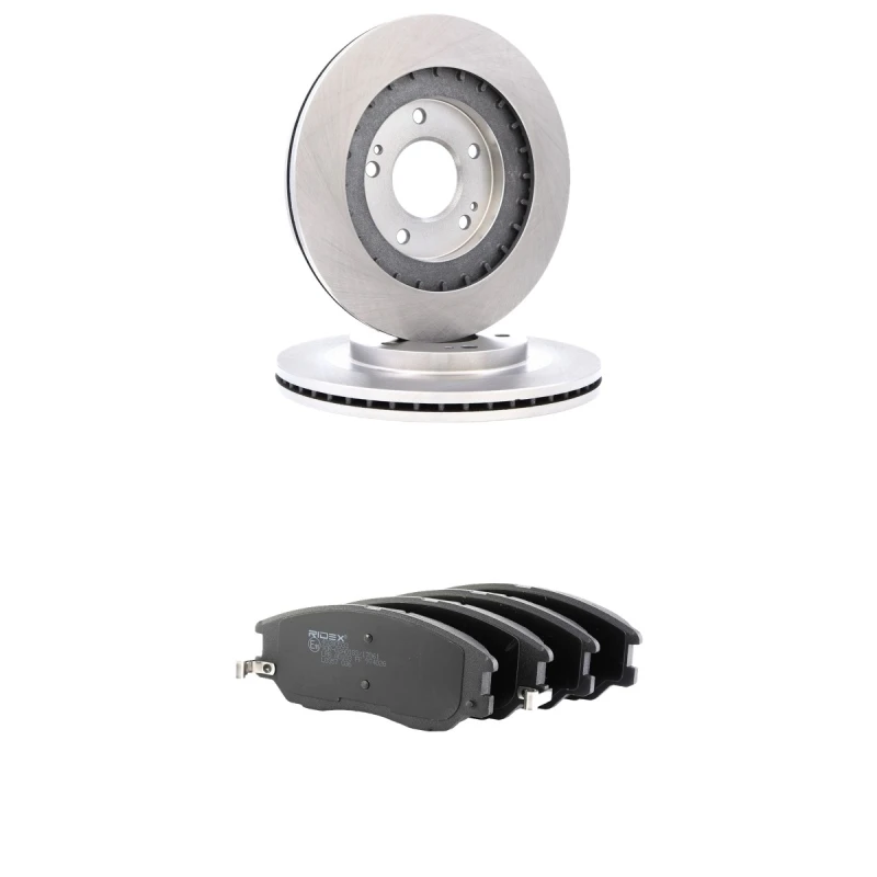 Image of RIDEX 3405B3085 Brake disc and pads set Front Axle, Brake Disc Type: Vented, incl. wear warning contact Brake Set,disc brakes (3405)