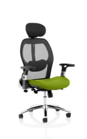 Image of Sanderson II Upholstered Seat Only Myrrh Green Mesh Back Chair