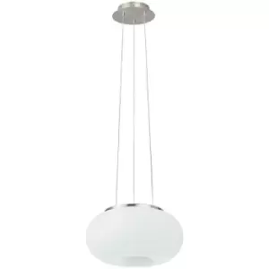 image of Netlighting Optica 2 Light Globe Ceiling Pendant Satin Nickel, White Opal Glass,