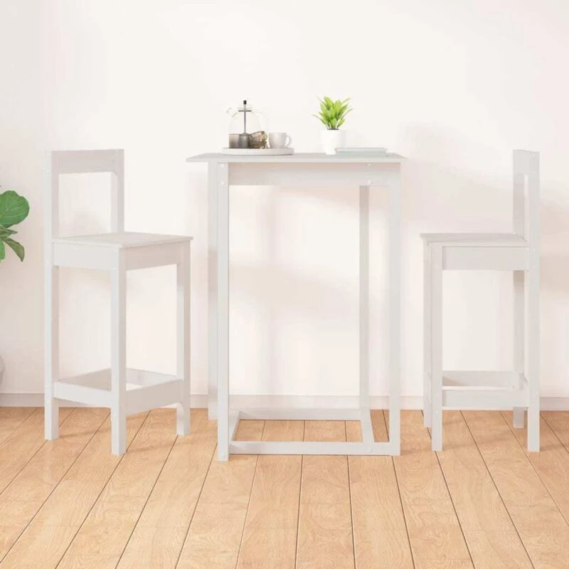Image of vidaXL Bar Chairs 2 pcs White 40x41.5x112cm Solid Wood Pine, White 822143