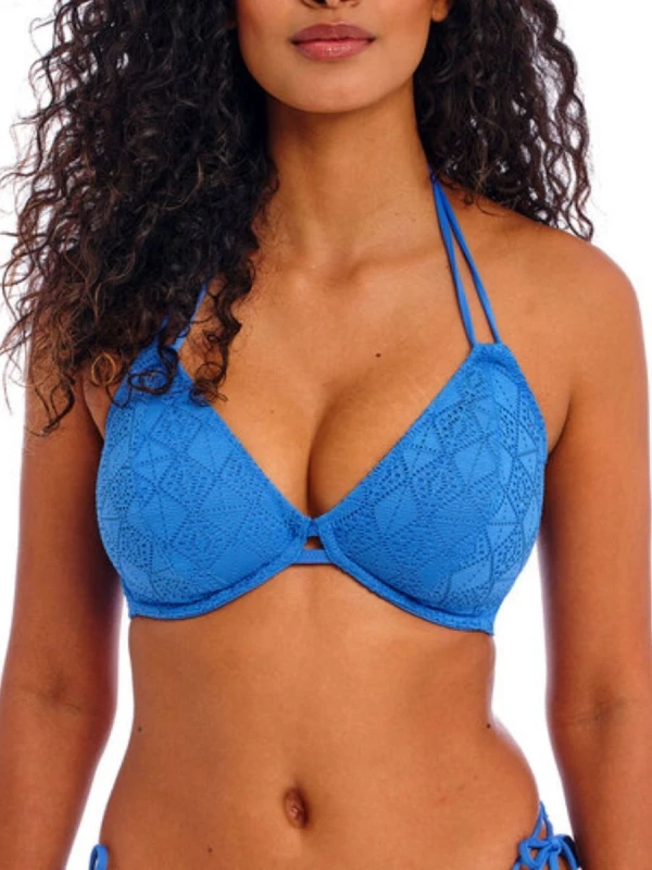 Image of Freya Womens Nomad Nights Halterneck Bikini Top in Blue Size: 36D Blue Female 36D