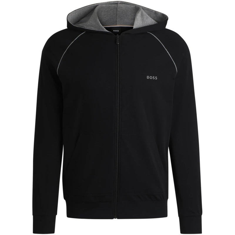 Image of Boss Mens MixMatch Zipped Hoodie, Full-Zip Closure Black 001 male XL