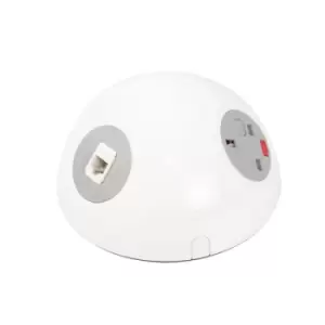 Image of Pluto domed on-surface power module with 1 x UK socket and 1 x TUF (A&C connectors) USB charger and 2 x RJ45 sockets - yellow