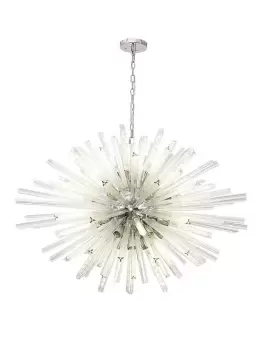 Image of 32 Light E27, Oval Pendant Polished Nickel , Clear Glass