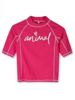 Image of Animal Girls Molli Shirt Sleeve Rash Vest - Pink