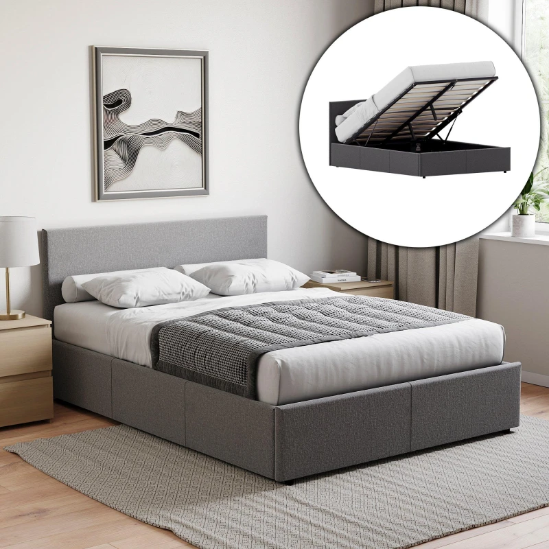 Image of Lassic Vida Designs Veronica Double Ottoman Bed UKFR Dark Grey Linen unisex Double