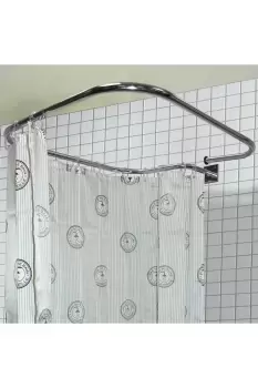 image of 'Loop' Square Stainless Steel Rectangular Shower Rail And Curtain Rings