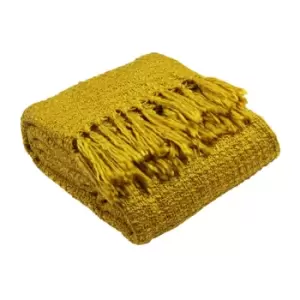 Image of Paoletti Boden Fringed Throw Acrylic Ochre