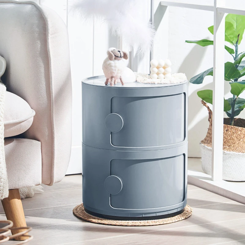 Image of LIFE IDEAS Round Multi-tiered Drawer Storage Unit Organizer Grey unisex 4 Tier