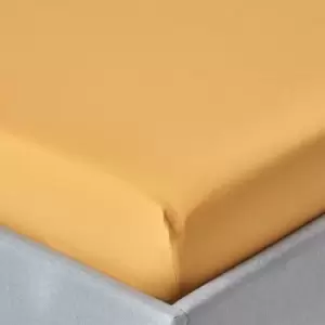 Image of Mustard Yellow Egyptian Cotton Fitted Sheet 200 Thread Count, Single - Mustard Yellow - Mustard Yellow - Homescapes