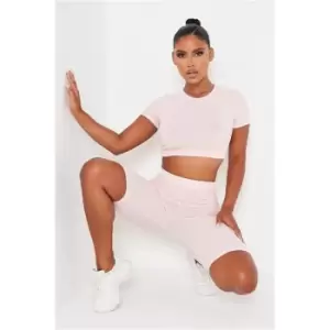 I Saw It First Pink Cycling Short And Crop Top Co-Ord - Pink