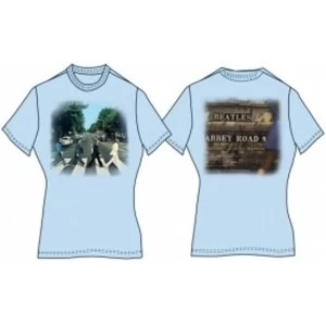 Image of Abbey Road Ladies Light Blue Vintage Print TShirt: Large