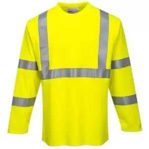 image of Portwest - FR96YERL - sz L FR Hi-Vis Long Sleeve T-Shirt - Yellow