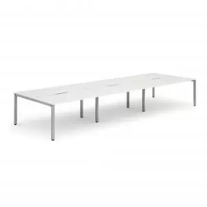 Image of B2B Silver Frame Bench Desk 1400 White 6 Pod