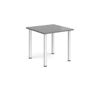 image of Rectangular silver radial leg meeting table 800mm x 800mm - onyx grey