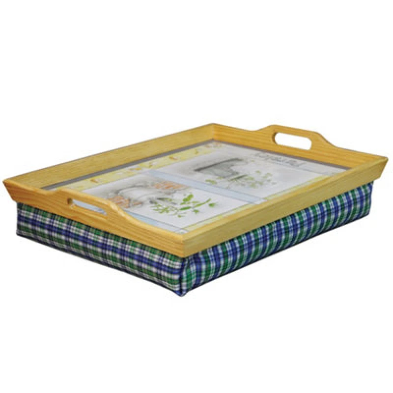 Image of Loops Laminated Wooden Lap Tray with Built in Cushion - 100 x 495 x 385mm - Easy Clean Multi