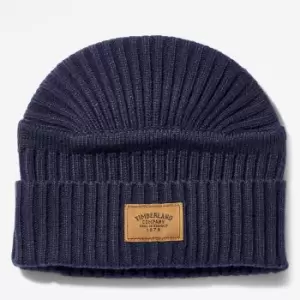 image of Timberland Gulf Beach Ribbed Beanie For Men In Navy, Size ONE