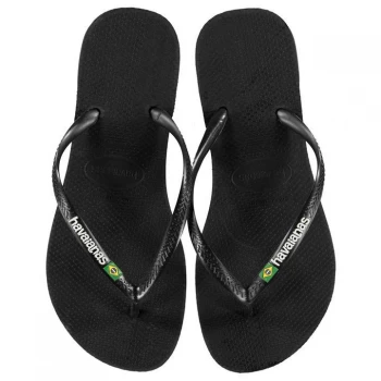 image of Havaianas Brazil Logo Flip Flops - Black