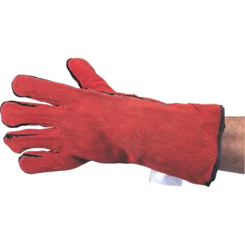 Image of Red Split Leather Fully Lined Gauntlets - Size 11