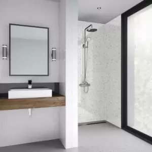 Image of Mermaid Polar Sparkle Laminate Shower Wall Panel Tongue & Groove 2420mm x 885mm in White
