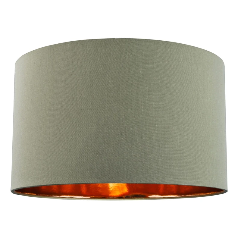 Image of Happy Homewares Contemporary Cotton Lamp/Light Shade with Shiny Paper Inner in Olive Size: 14" Olive Unisex 14"