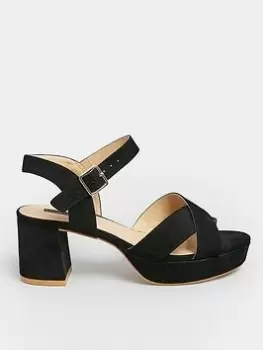 image of Yours Yours Wide Fit Black Micro Platform Sandal, Black, Size 5, Women