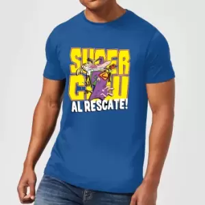 Image of Cow and Chicken Supercow Al Rescate! Mens T-Shirt - Royal Blue - L