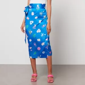 Image of Never Fully Dressed Blue Anthea Jaspre Satin Skirt - UK 12