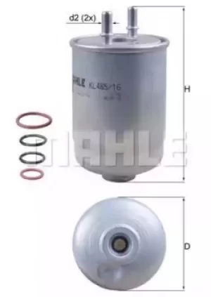 image of Fuel Filter KL485/16D 78486094 by MAHLE Original