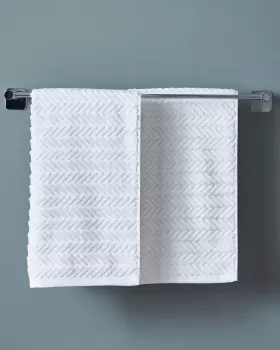 Image of Cotton Traders 2 Pack Textured Herringbone Hand Towels in White