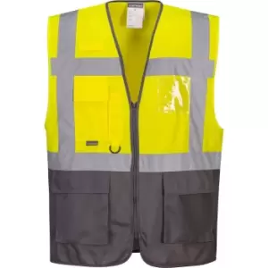 image of Portwest Warsaw Executive Class 1 Hi Vis Vest Yellow / Grey 2XL