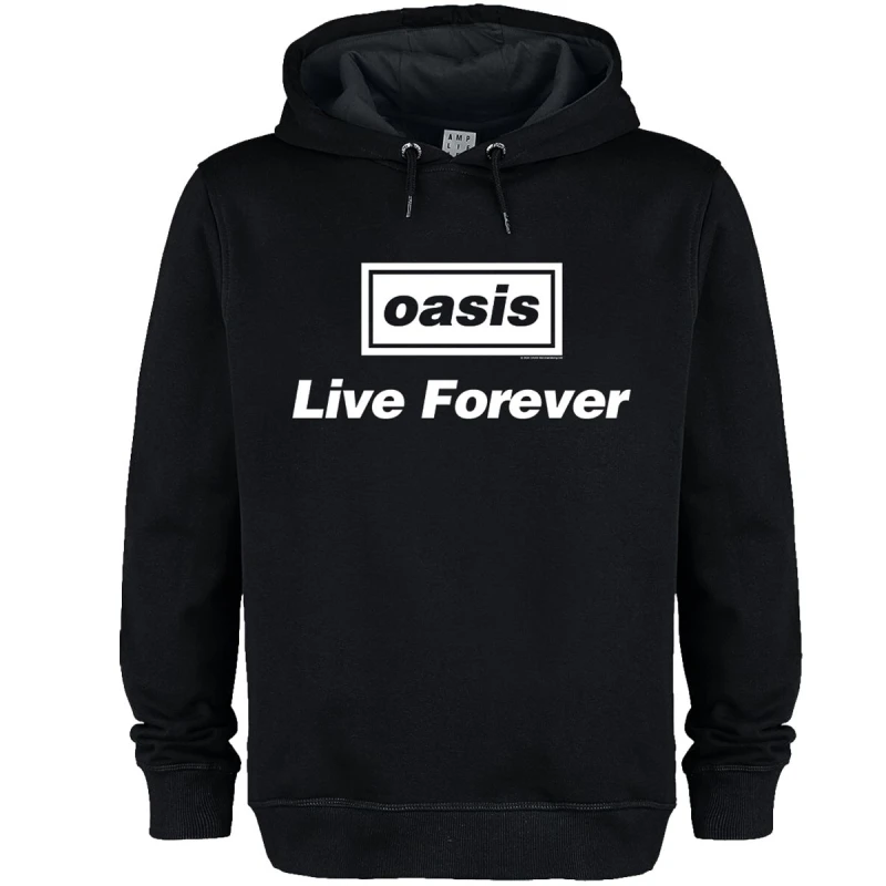 Image of Amplified Amplified Men Live Forever Title Oasis Hoodie in Black Size: X-Small Black XS Male 5063652563656
