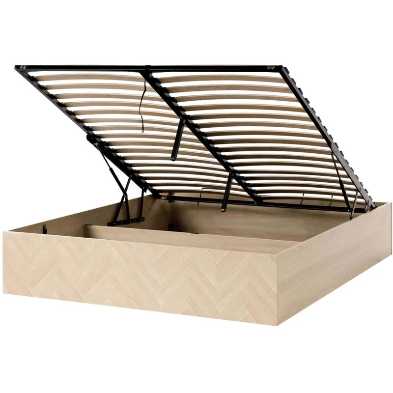 Image of Beliani Ottoman Bed Without Headboard Etel 160 X 200 Cm (Eu King Size) Light Brown