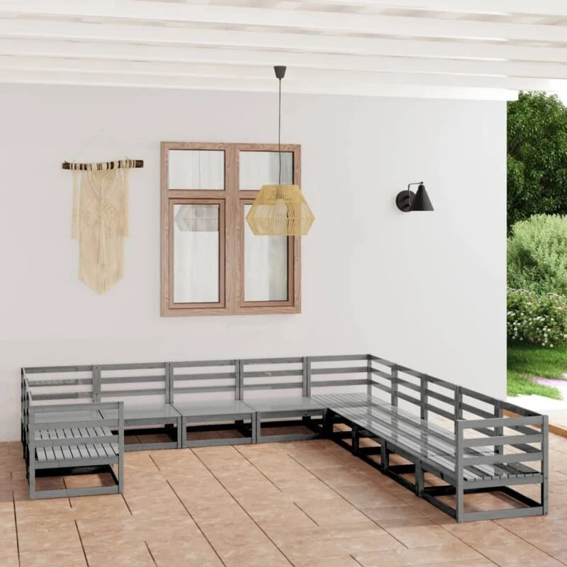 Image of VIDAXL 11 Piece Garden Lounge Set Solid Pinewood Vidaxl 8720286471197