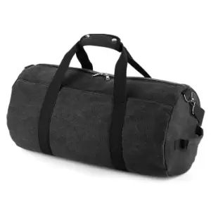 Image of Bagbase Vintage Canvas Barrel Bag (One Size) (Vintage Black)