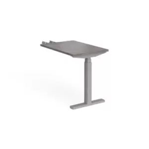 image of Elev8 Touch sit-stand return desk 600mm x 800mm - silver frame, grey oak top