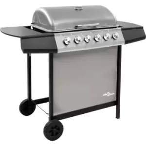 image of Gas bbq Grill with 6 Burners Black and Silver (fr/be/it/uk/nl only) Vidaxl Silver