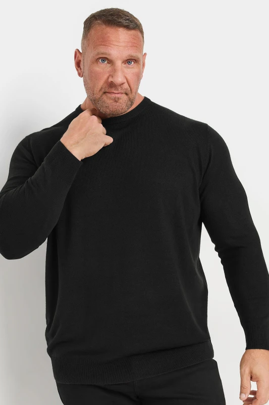 Image of BadRhino BadRhino Men Crew Neck Knitted Jumper in Black Size: 3X-Large Black XXXL Male 5063111855315