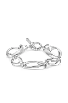 Image of Silver Polished Organic Link T Bar Bracelet