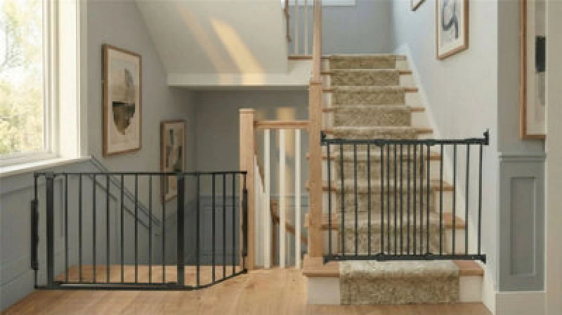 Image of Safetots Solution For Up And Down Staircases, Black, Multi Panels, Up To 128Cm, And, Screw Fit Gate, 67Cm - 105.5Cm