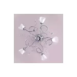 Image of Wendy 5 Light Multi Arm Semi Flush Ceiling Lamp, Glass Shades